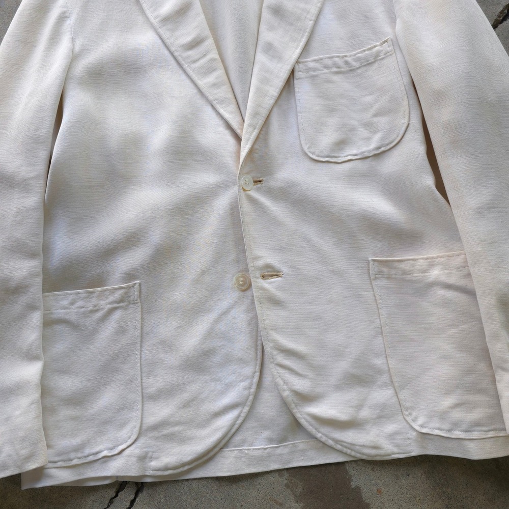 Vintage 1930s Cream Pure Irish Linen Sport Coat 40 Short Made in USA - Picture 3 of 15